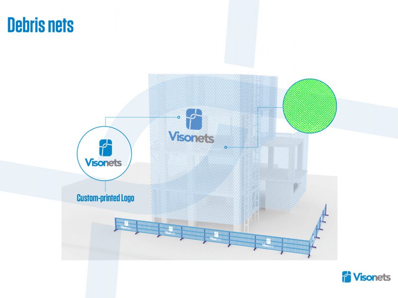 Protective net – Debris net system – Protective net – Formwork net – Knotless polypropylene one layer VISORNETS